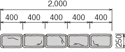 ラップブロック擁壁用の標準型正面図